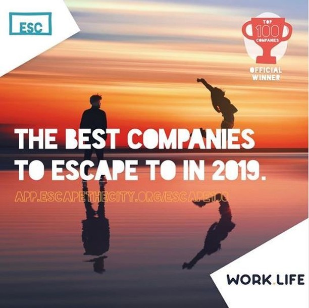 We are massively excited, proud and over the moon for @workdotlife who has officially been chosen as one of ‘The Escape 100: Best Companies to Escape to in 2019’! Head over to our LinkedIn page to find out more about why they were nominated.